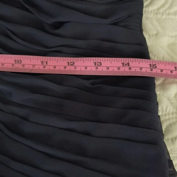 Adrianna Papell Navy Blue Sleeveless Embellished Mesh Ruched bodycon dress SZ 8 - Picture 14 of 15